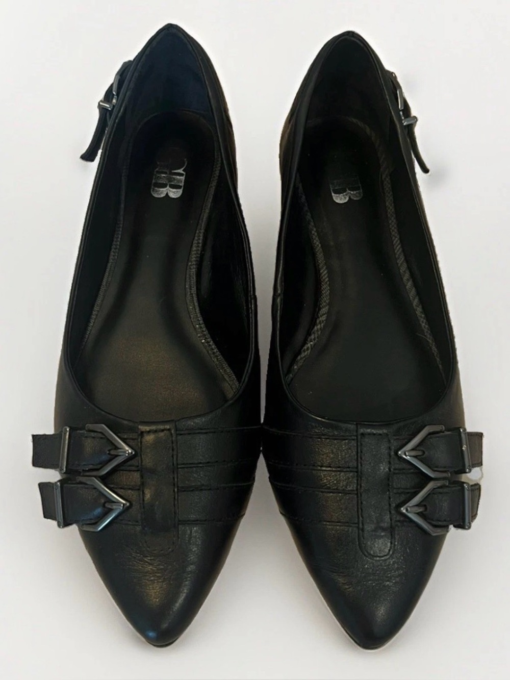 GB Gianni Bini Shoes Black Women's Buckle Flats Pointed Toe Comfort flats SZ 6